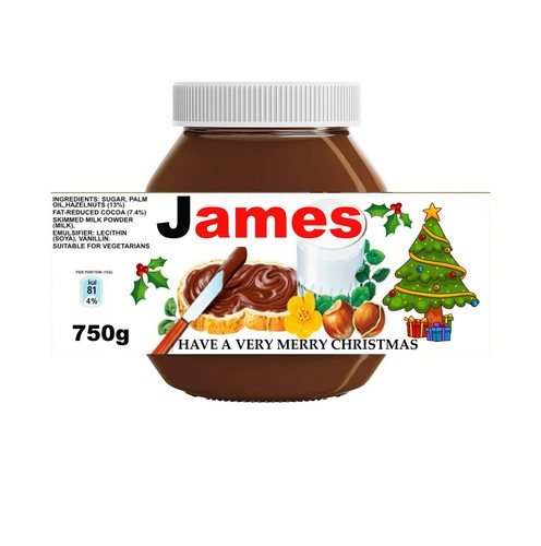 Personalised nutella jar label - nutella,