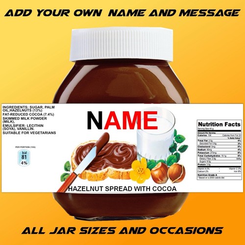 Personalised nutella label - personalised,