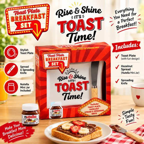 Breakfast gift set toast plate - toast,